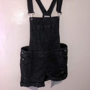 Black overall shorts